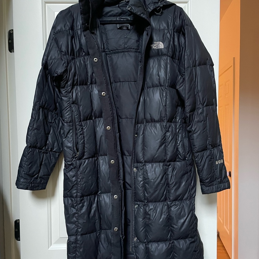 Northface women’s quilted long coat size medium
